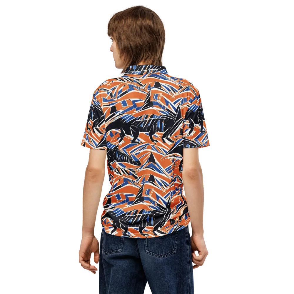 Cobalt Ember Flight on Men's Slim Fit Polo Shirt — Back