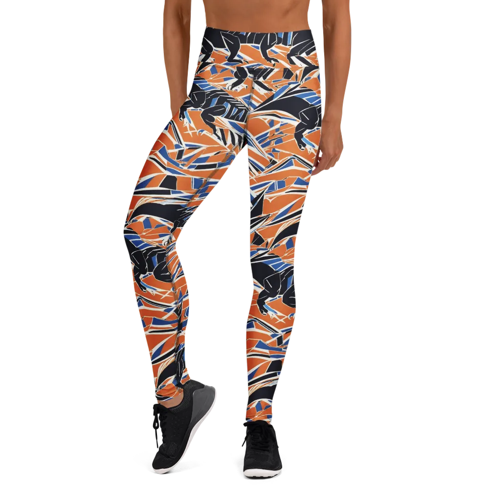 Cobalt Ember Flight on Yoga Leggings — Front