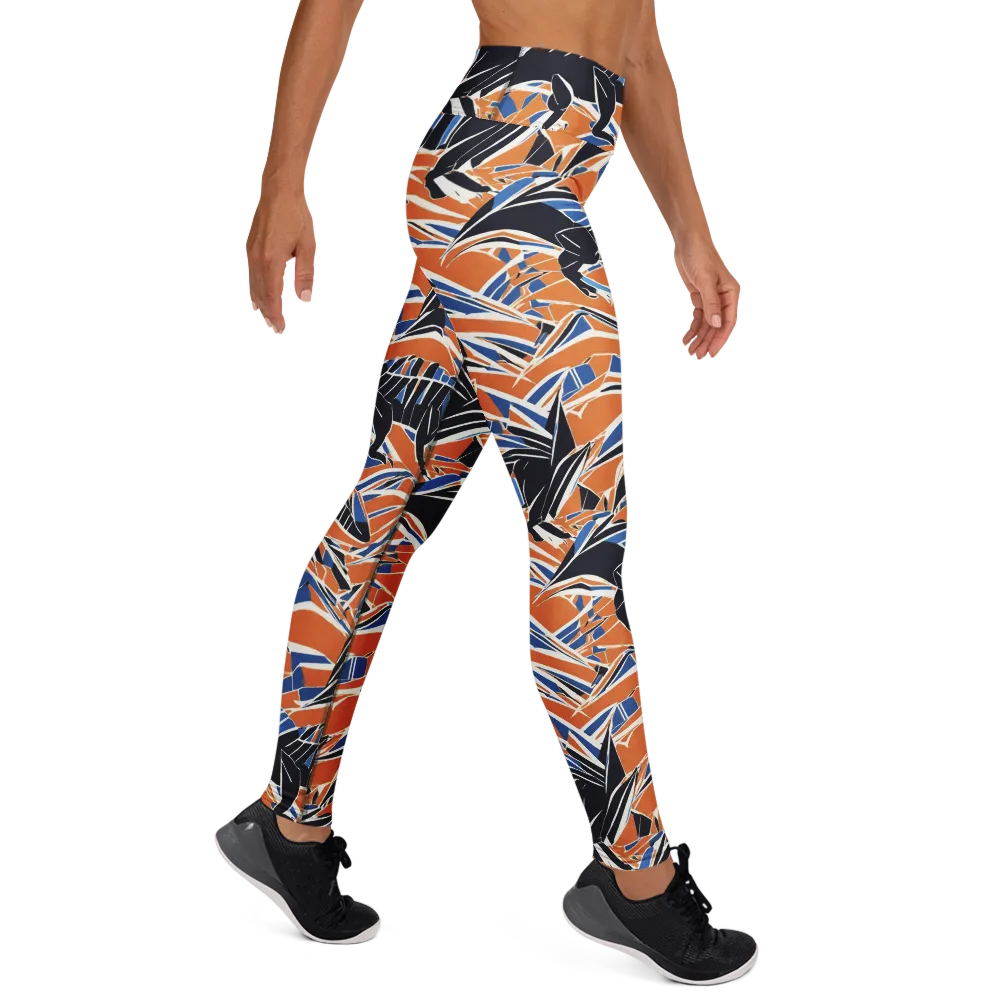 Cobalt Ember Flight on Yoga Leggings — Right