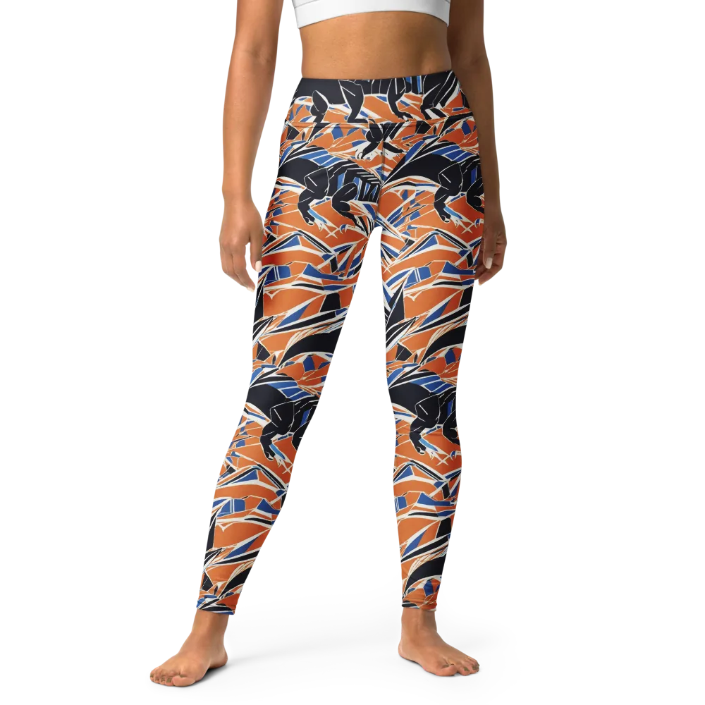 Cobalt Ember Flight on Yoga Leggings — Front