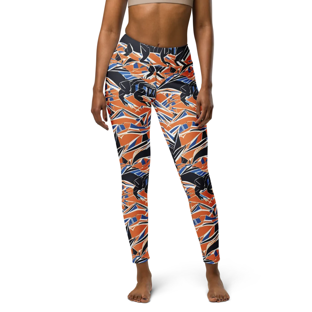 Cobalt Ember Flight on Yoga Leggings — Front