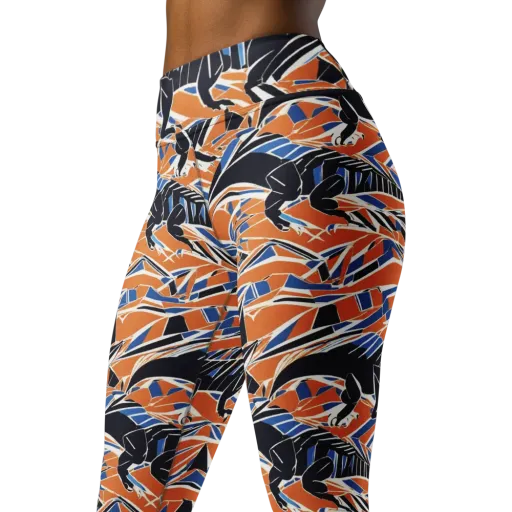 Cobalt Ember Flight on a Yoga Leggings