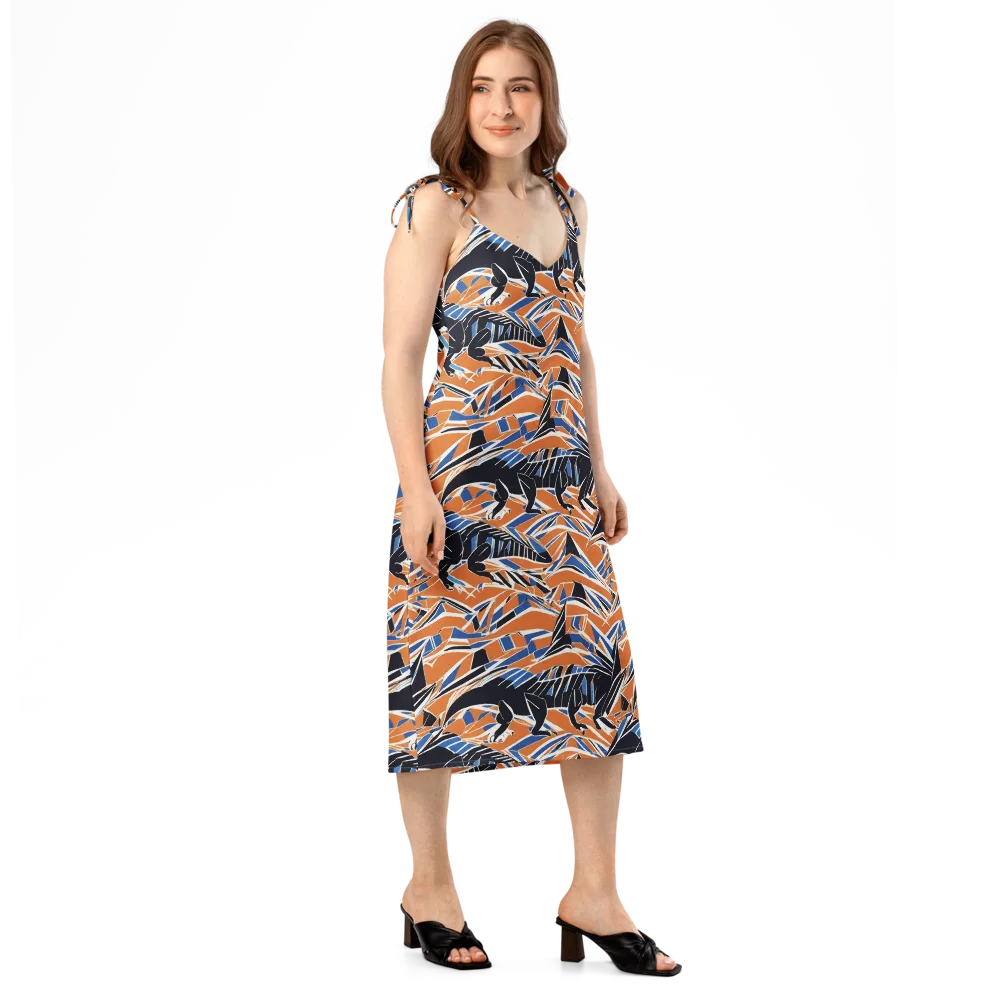 Cobalt Ember Flight on Slip Dress — Right Front