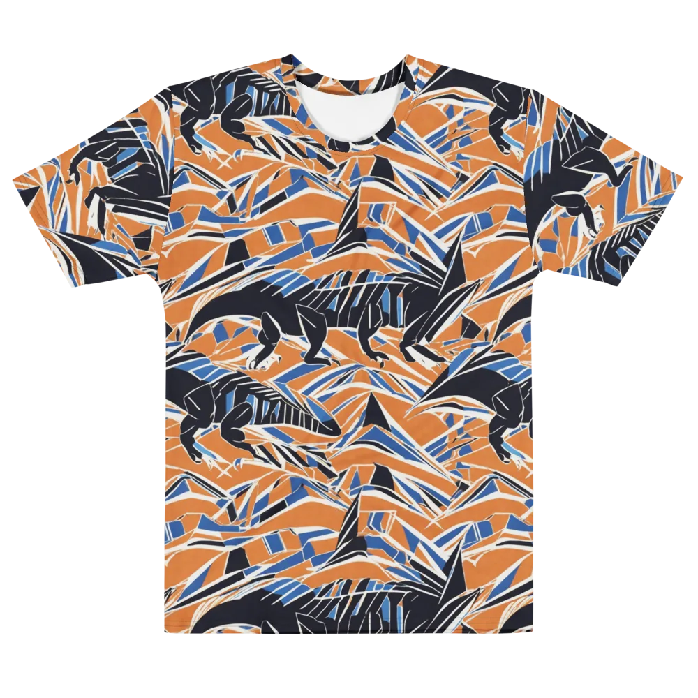 Cobalt Ember Flight on Men's Cotton Crew Neck T-Shirt — Front
