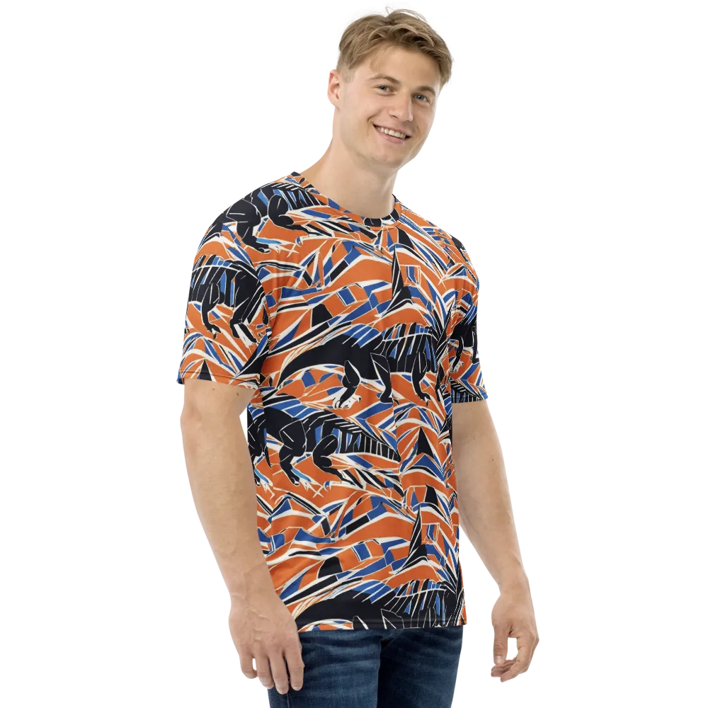 Cobalt Ember Flight on Men's Crew Neck T-Shirt — Right