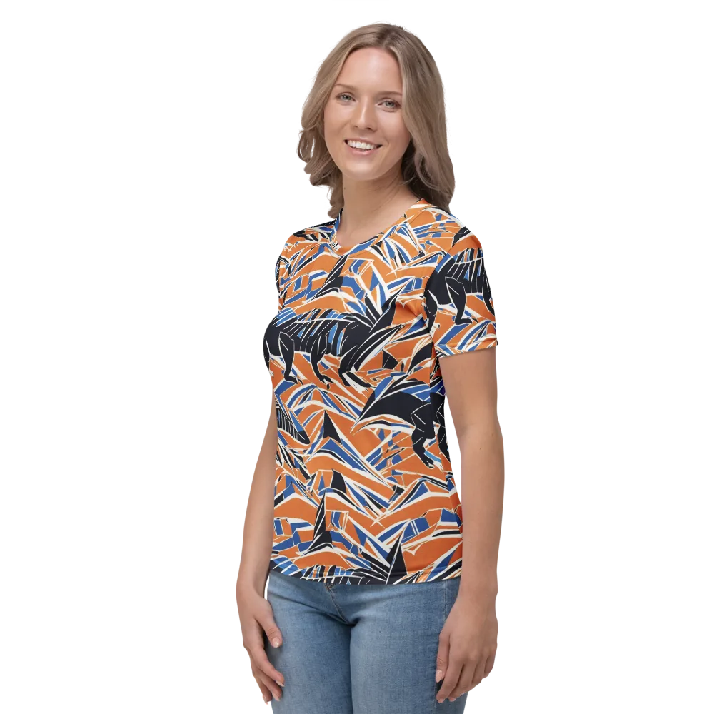 Cobalt Ember Flight on Women's Crew Neck T-Shirt — Left