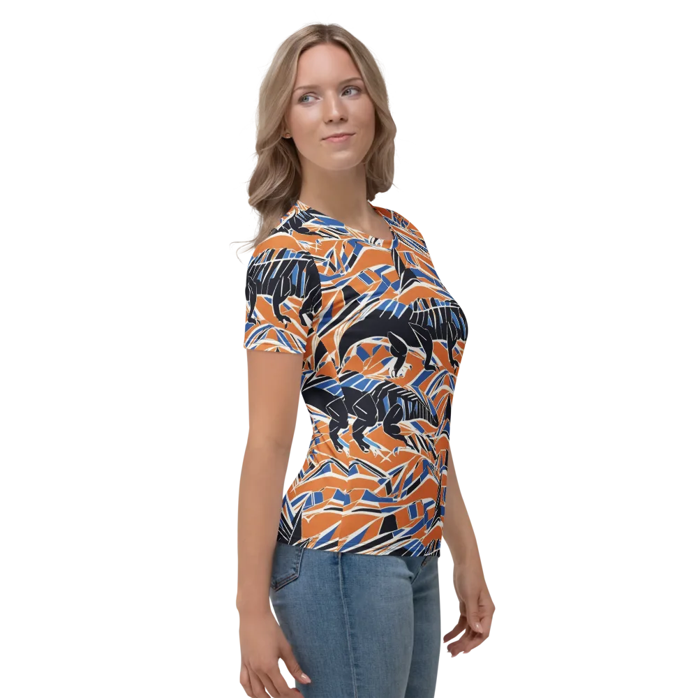 Cobalt Ember Flight on Women's Crew Neck T-Shirt — Right