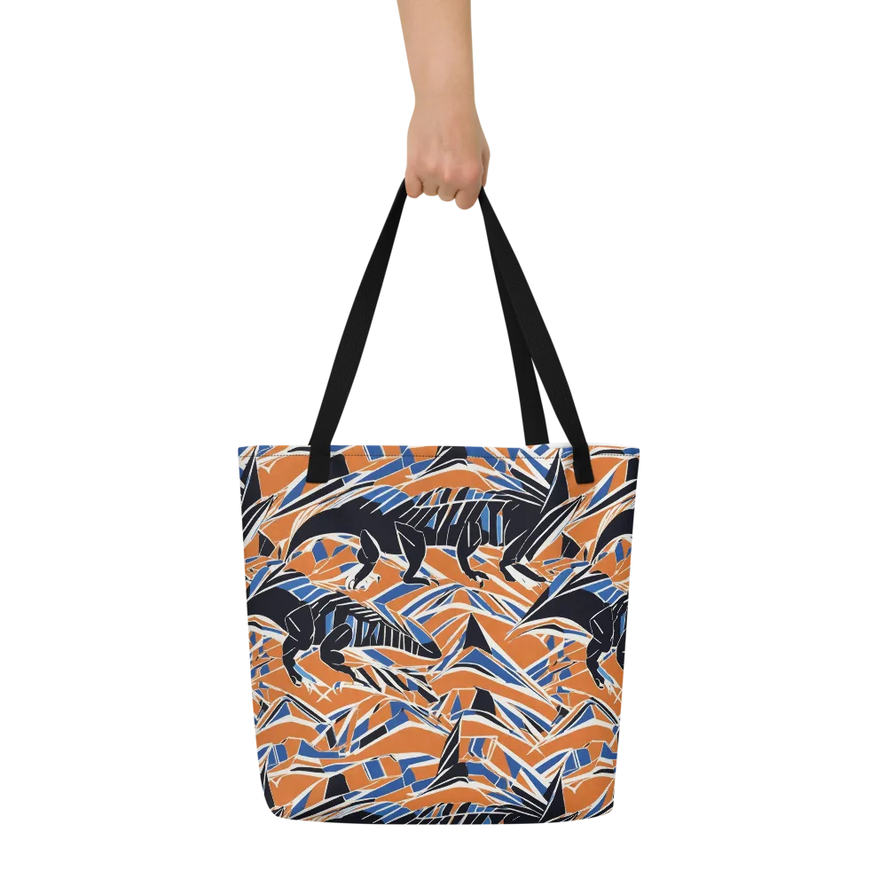 Cobalt Ember Flight on Large Tote Bag W/ Pocket — Front