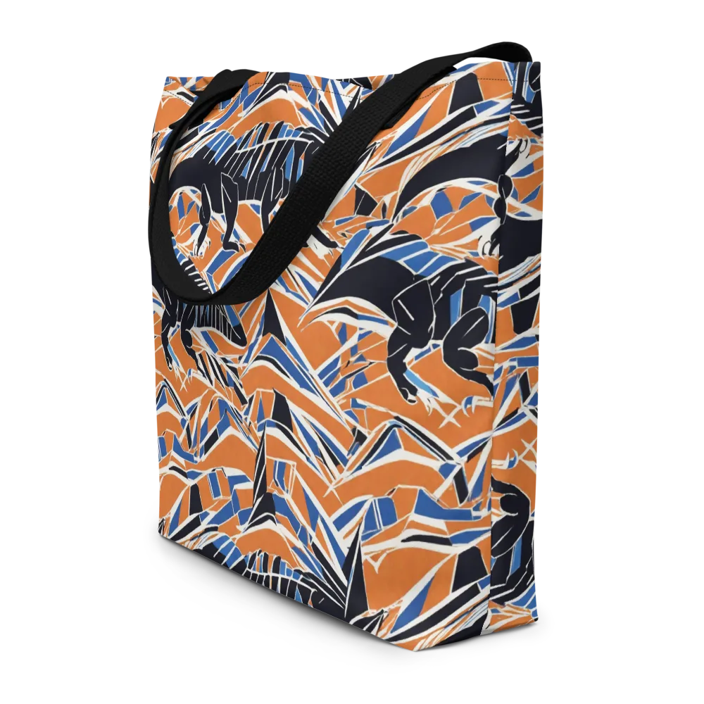 Cobalt Ember Flight on Large Tote Bag W/ Pocket — Front
