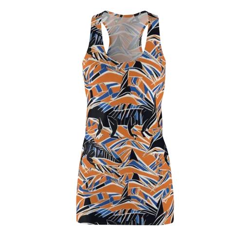 Cobalt Ember Flight on a Racerback Dress