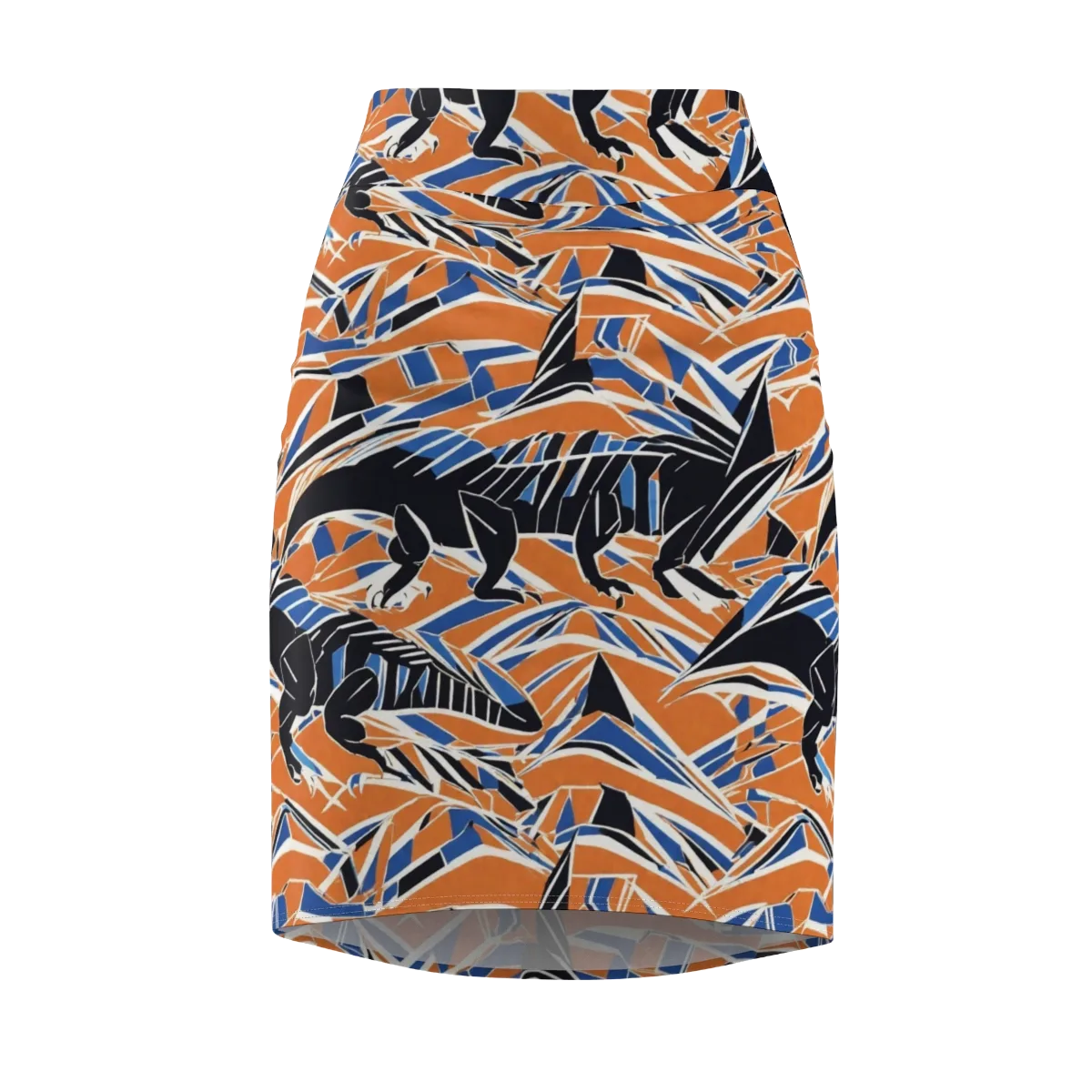 Cobalt Ember Flight on Pencil Skirt — Front