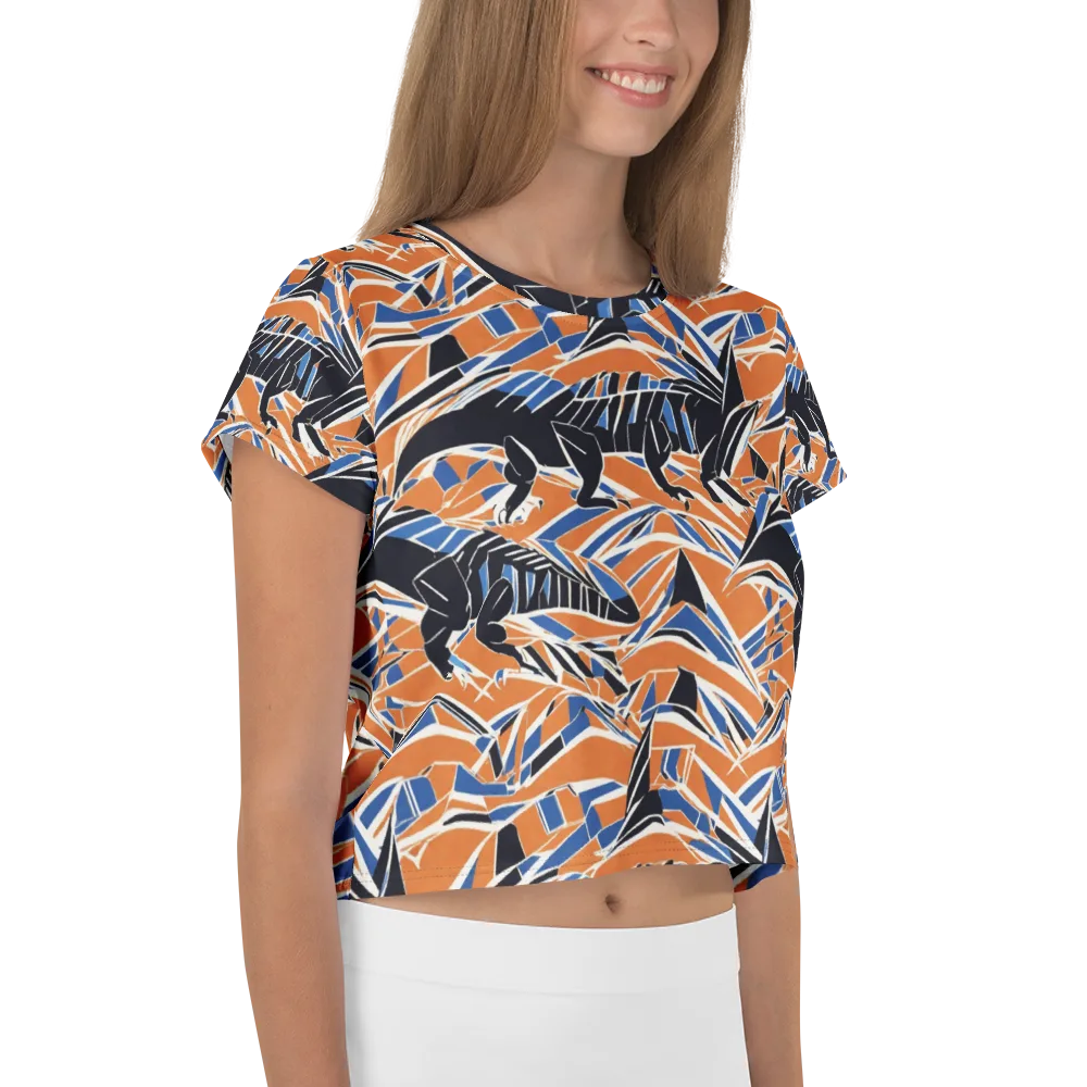 Cobalt Ember Flight on Crop Tee — Right