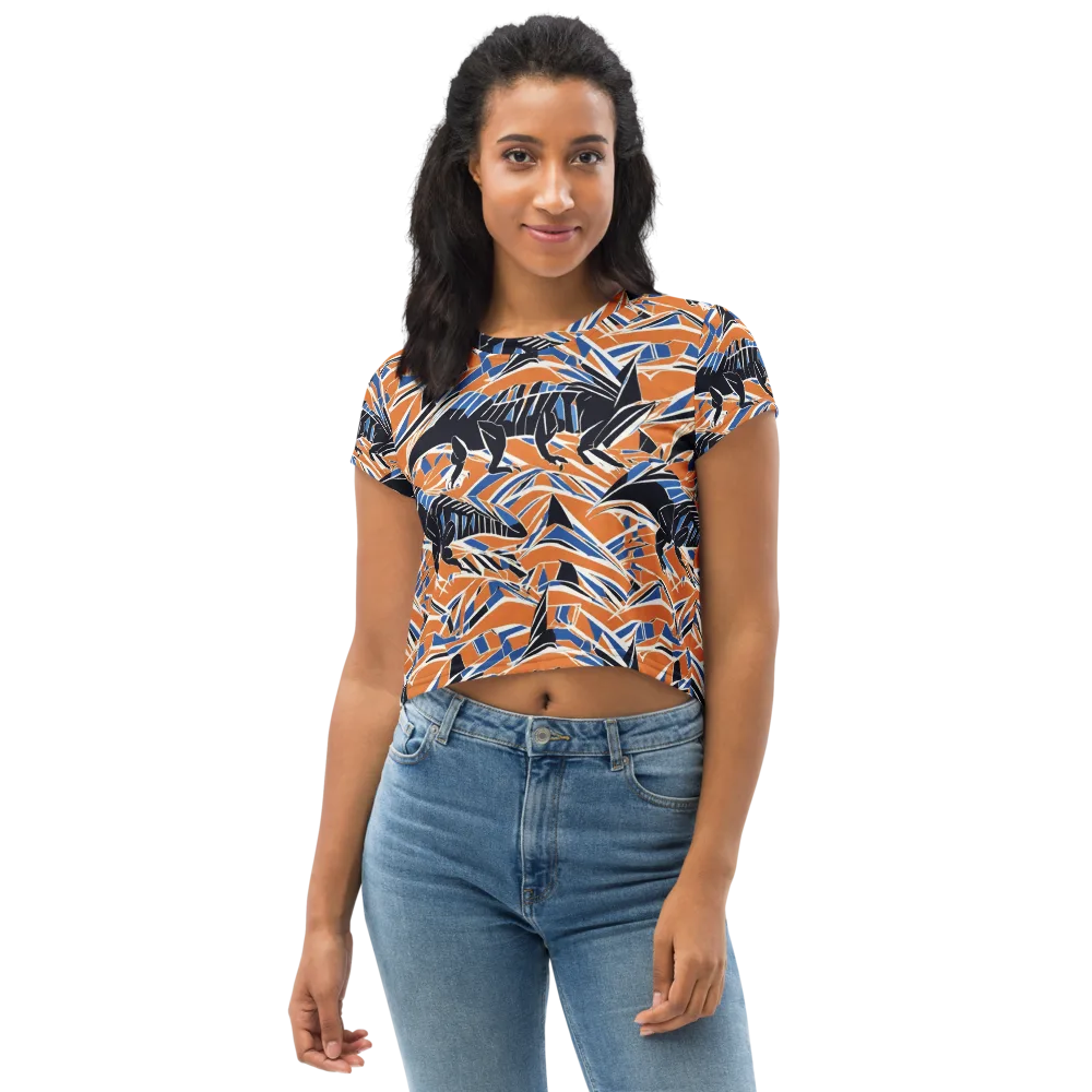 Cobalt Ember Flight on Crop Tee — Front