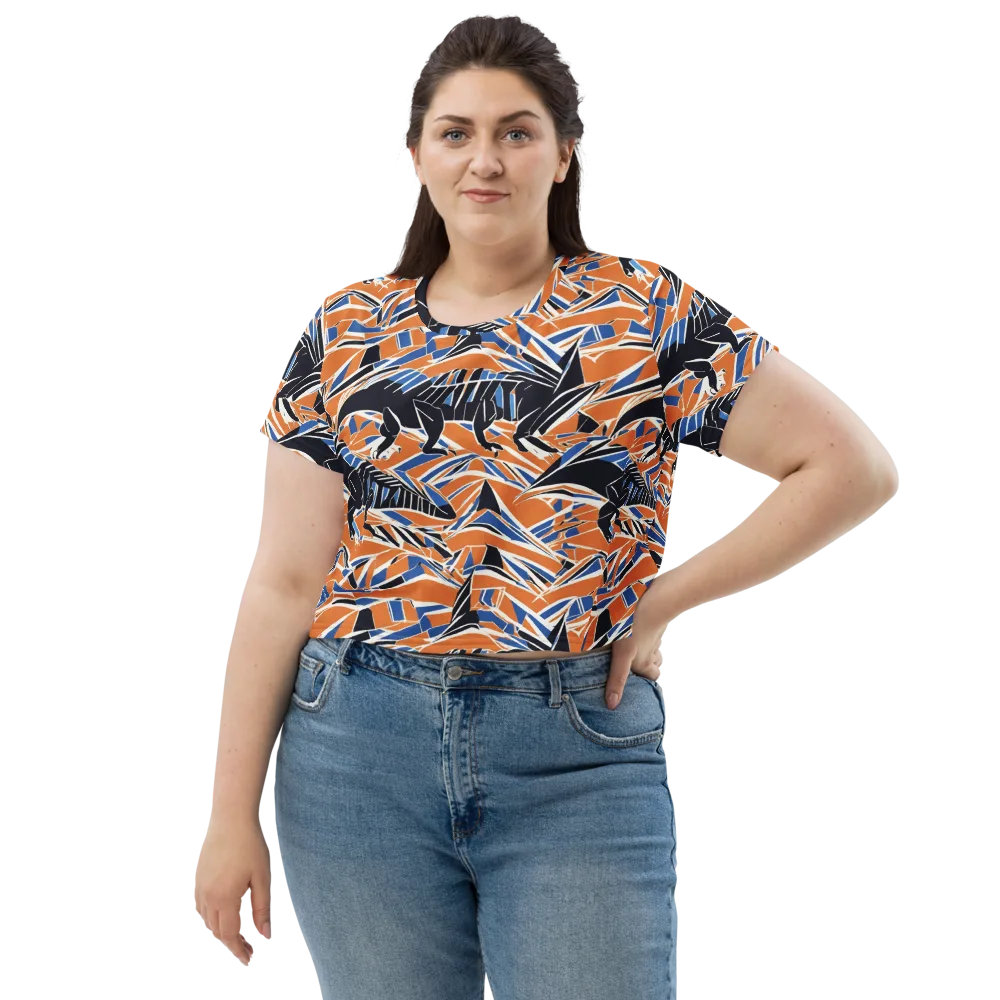 Cobalt Ember Flight on Crop Tee — Front