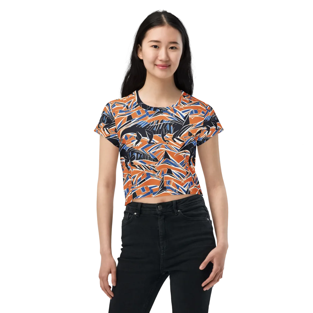 Cobalt Ember Flight on Crop Tee — Front