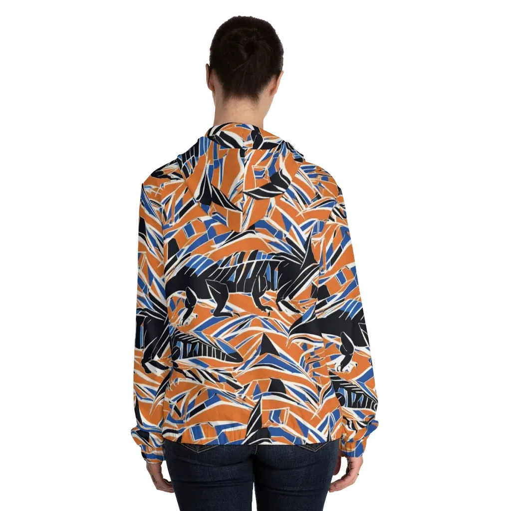 Cobalt Ember Flight on Women's Full-Zip Hoodie — Back On Person