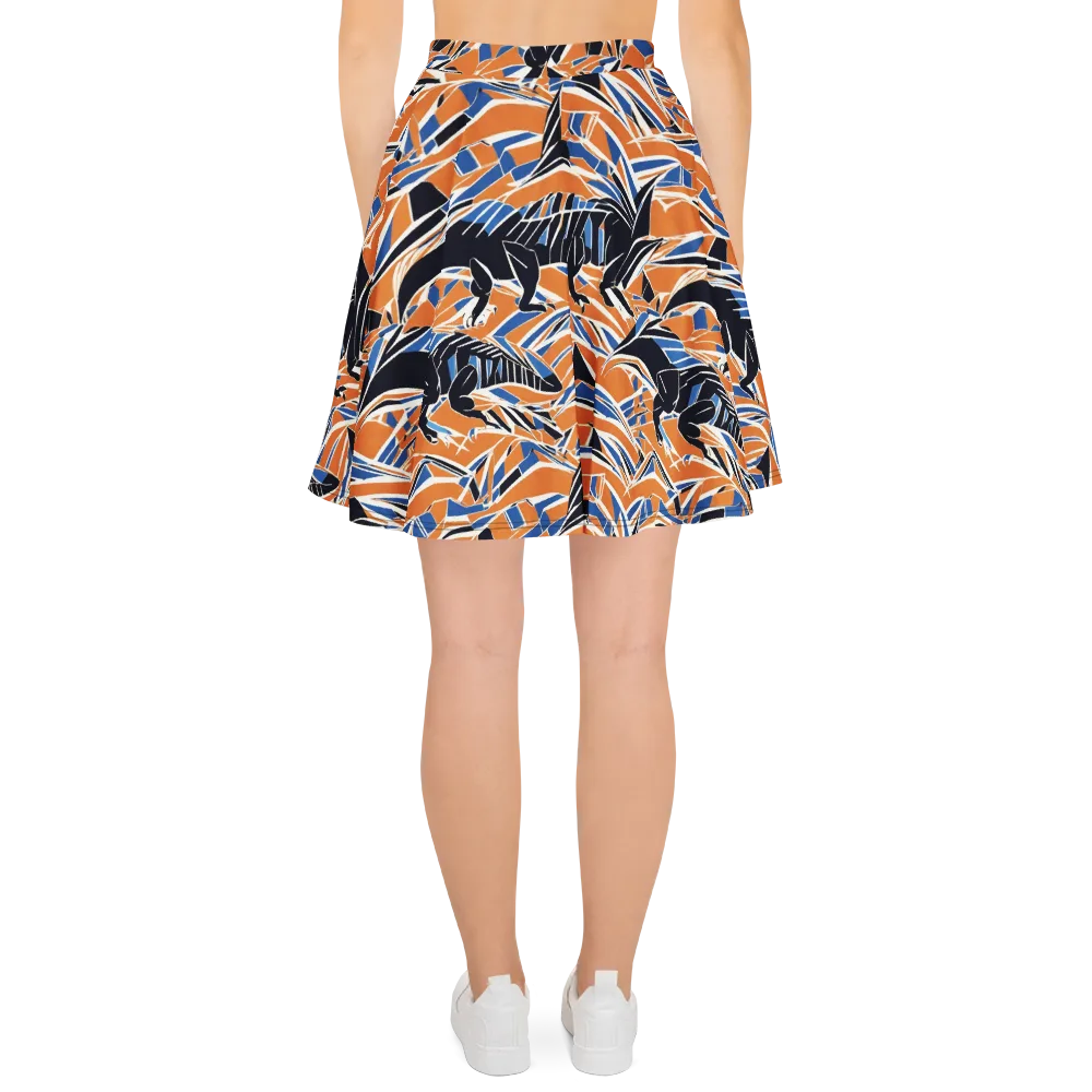 Cobalt Ember Flight on Skater Skirt — Back