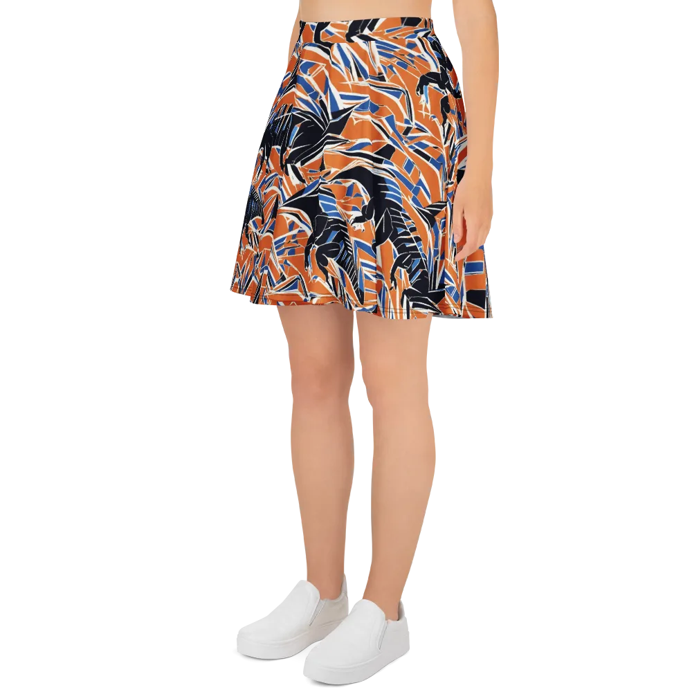 Cobalt Ember Flight on Skater Skirt — Left