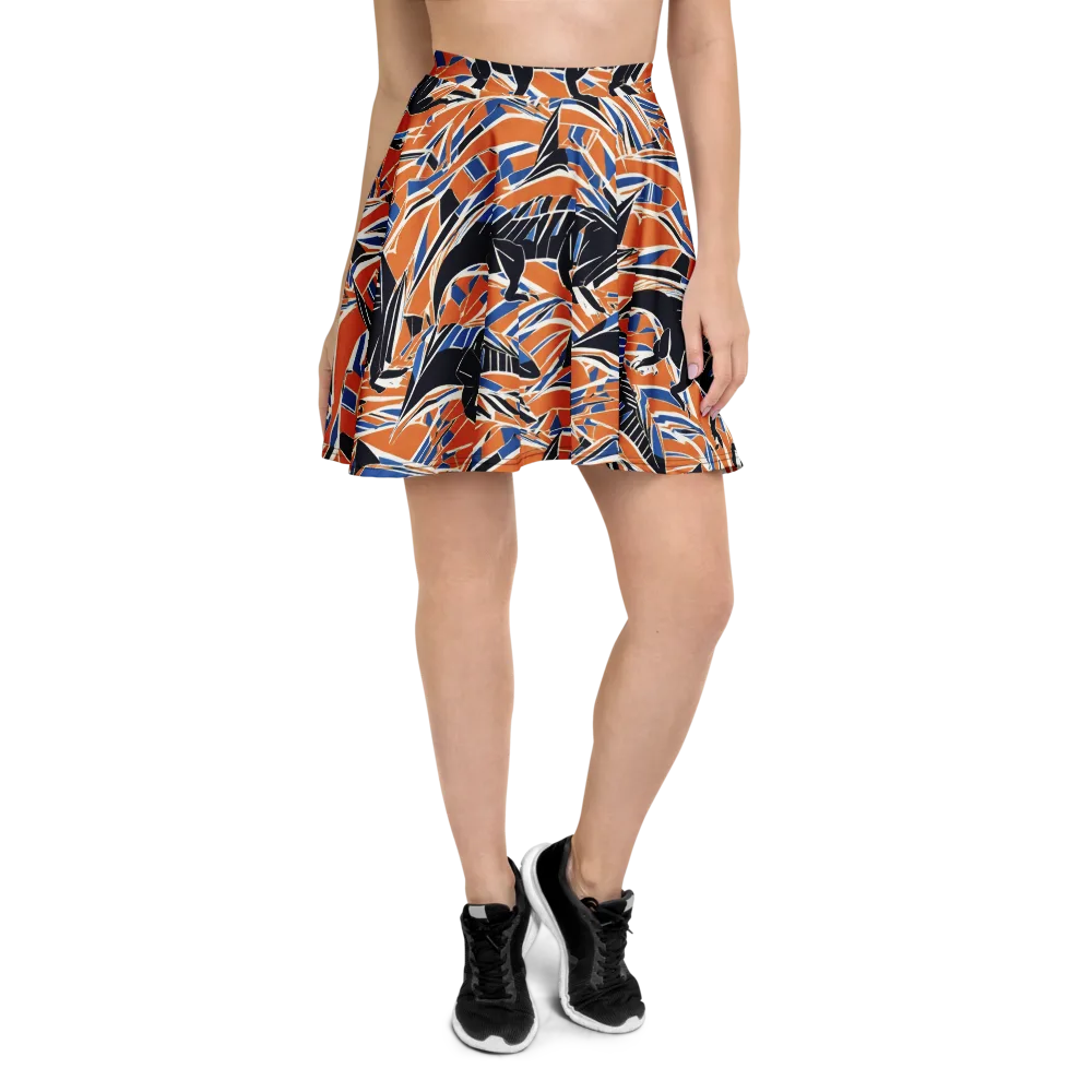 Cobalt Ember Flight on Skater Skirt — Front
