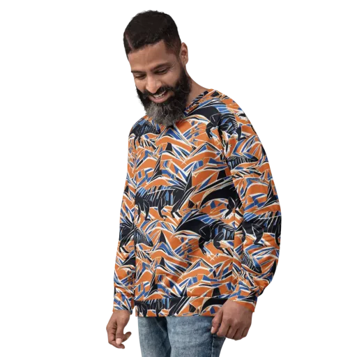Cobalt Ember Flight on a Sweatshirt