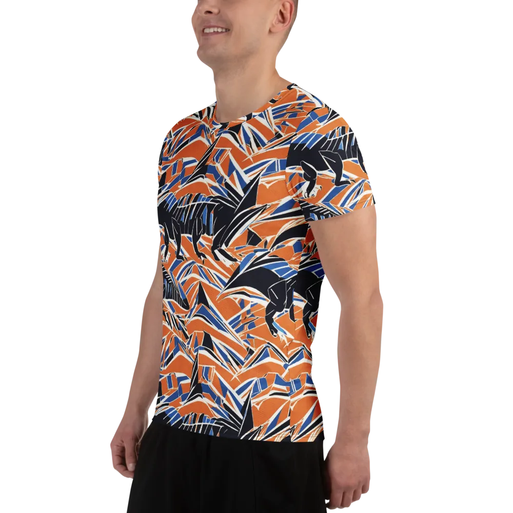 Cobalt Ember Flight on Men's Athletic T-Shirt — Left