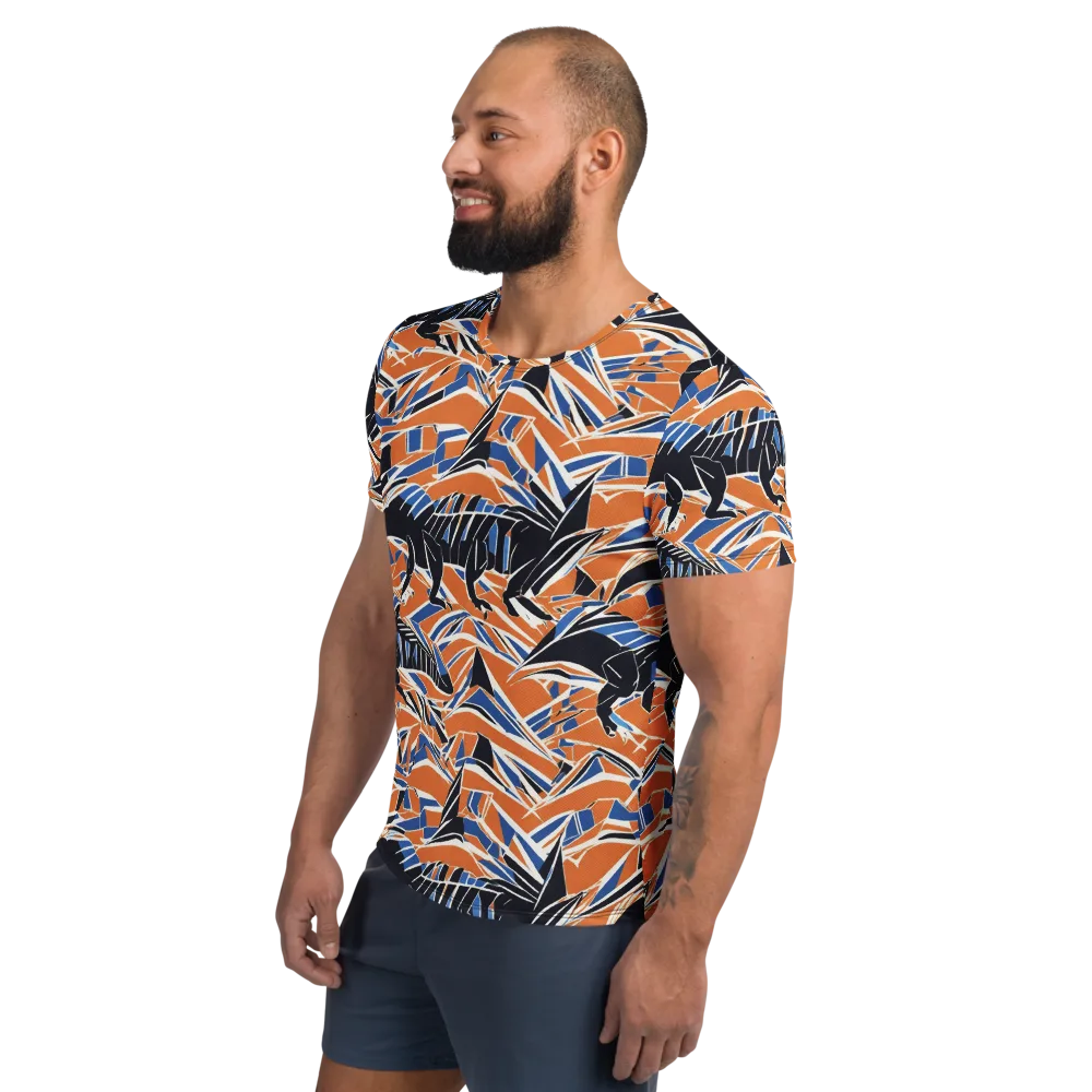 Cobalt Ember Flight on Men's Athletic T-Shirt — Left