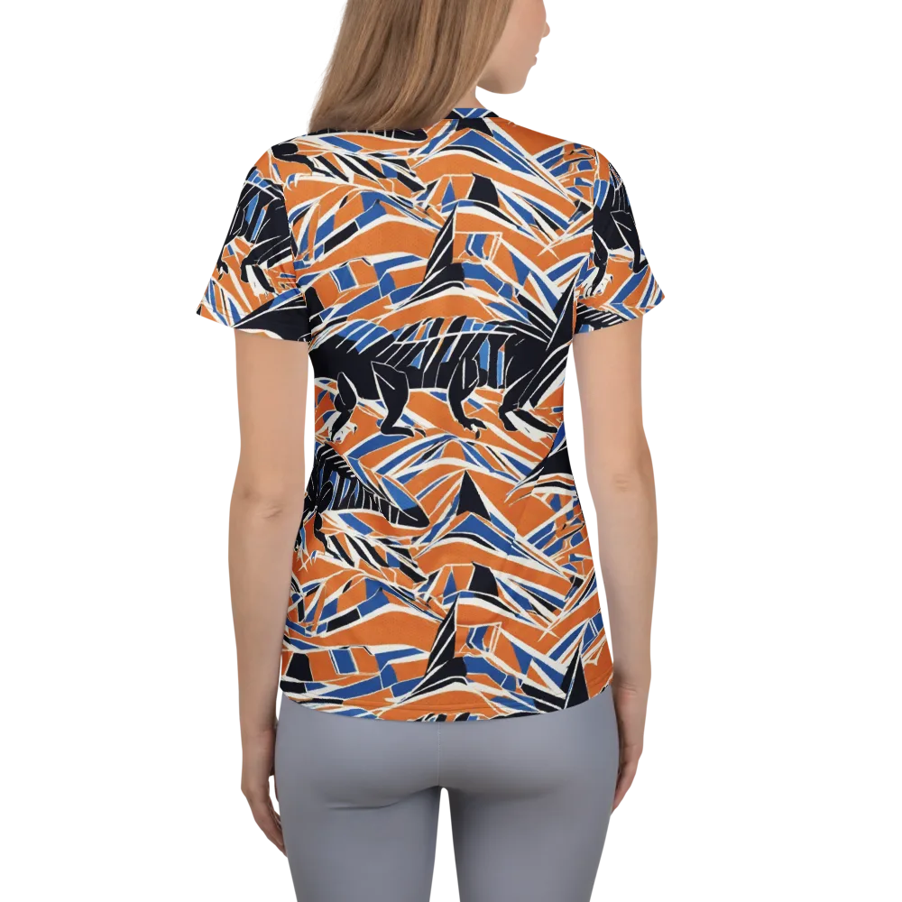 Cobalt Ember Flight on Women's Athletic T-Shirt — Back