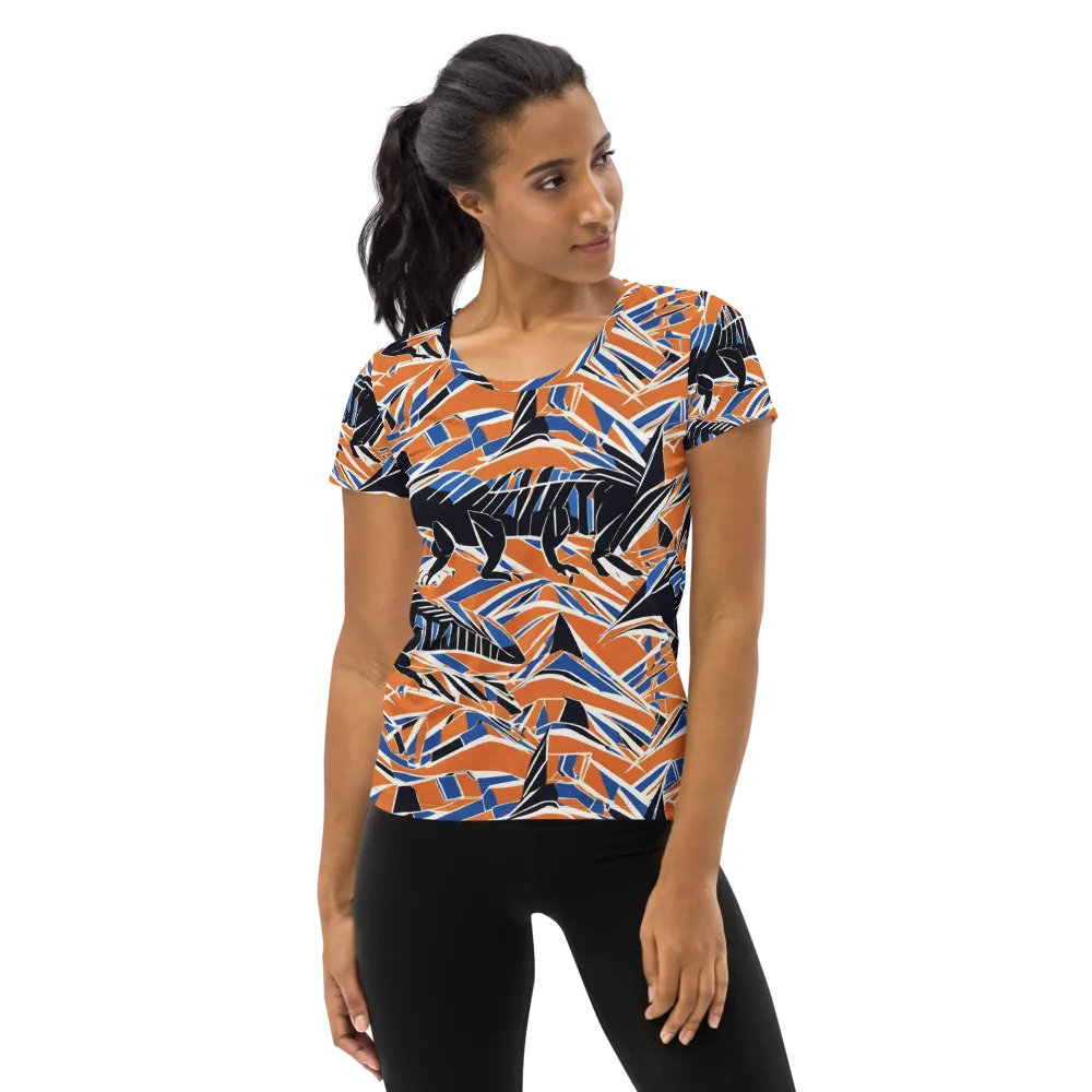 Cobalt Ember Flight on Women's Athletic T-Shirt — Front