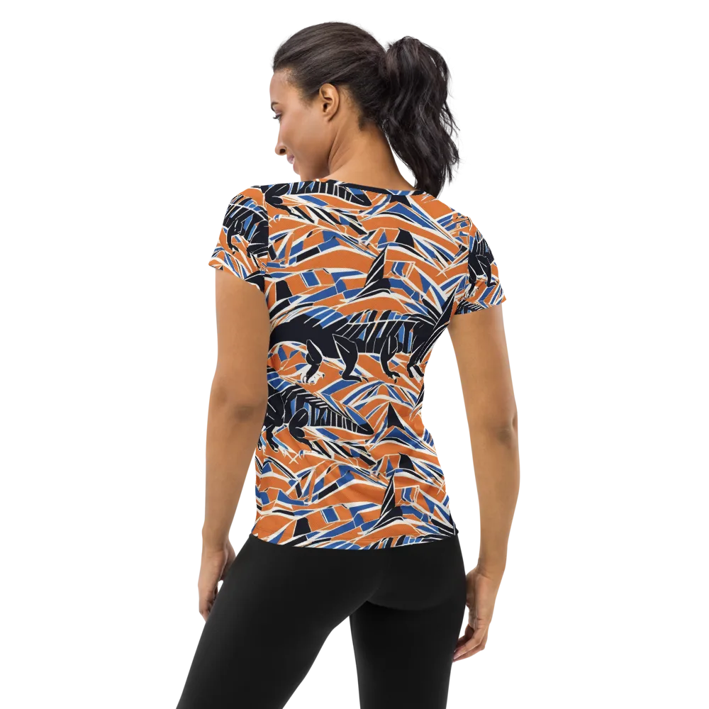 Cobalt Ember Flight on Women's Athletic T-Shirt — Back