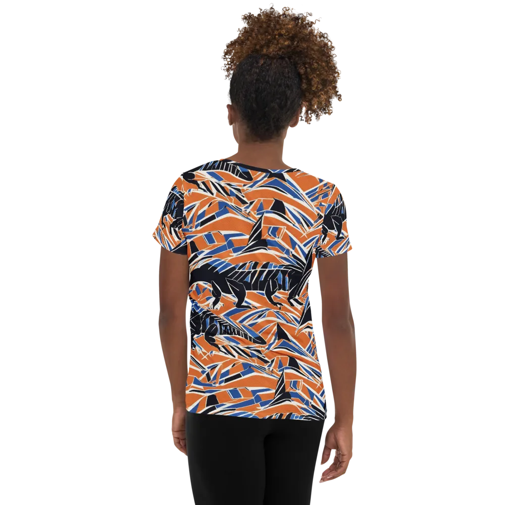 Cobalt Ember Flight on Women's Athletic T-Shirt — Back
