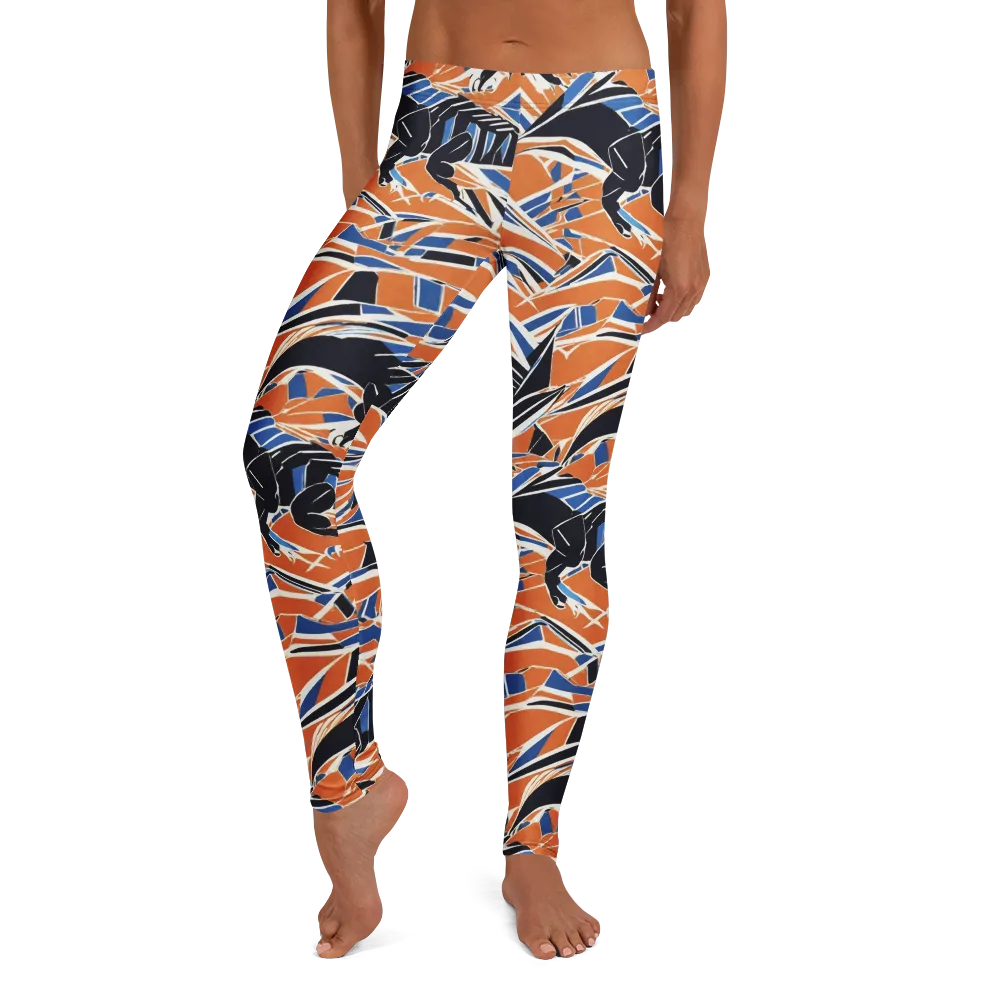 Cobalt Ember Flight on Leggings — Front