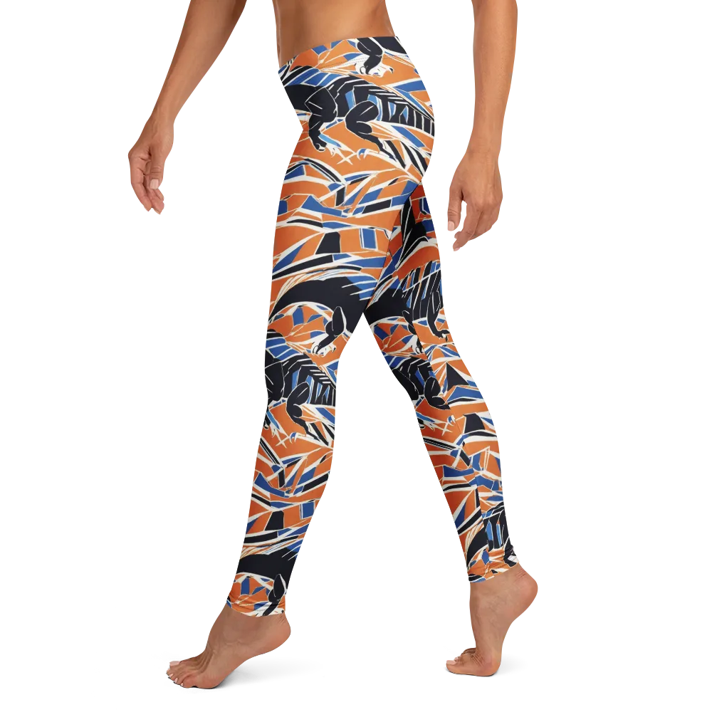 Cobalt Ember Flight on Leggings — Left