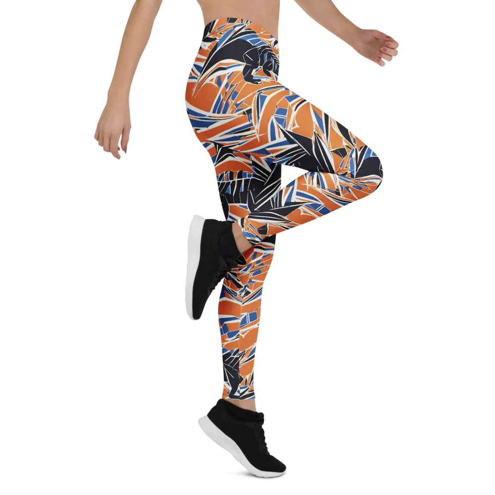 Cobalt Ember Flight on Leggings — Right