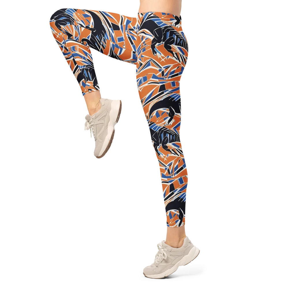 Cobalt Ember Flight on Leggings — Left