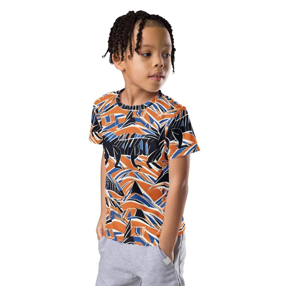 Cobalt Ember Flight on Kids Crew Neck T-Shirt — Left Front