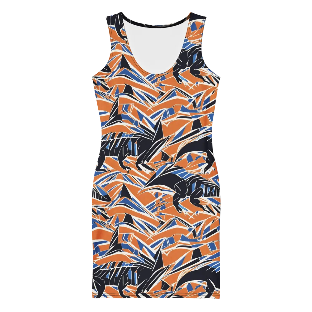 Cobalt Ember Flight on Bodycon Dress — Front
