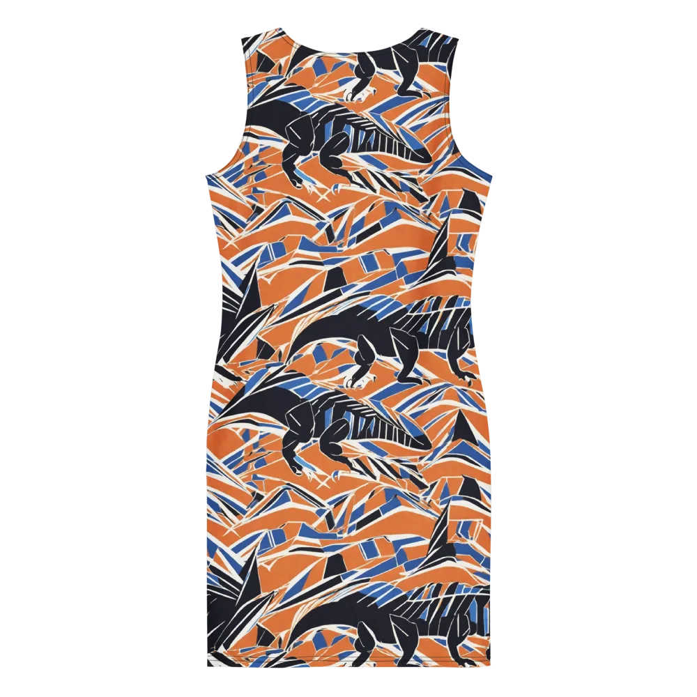 Cobalt Ember Flight on Bodycon Dress — Back