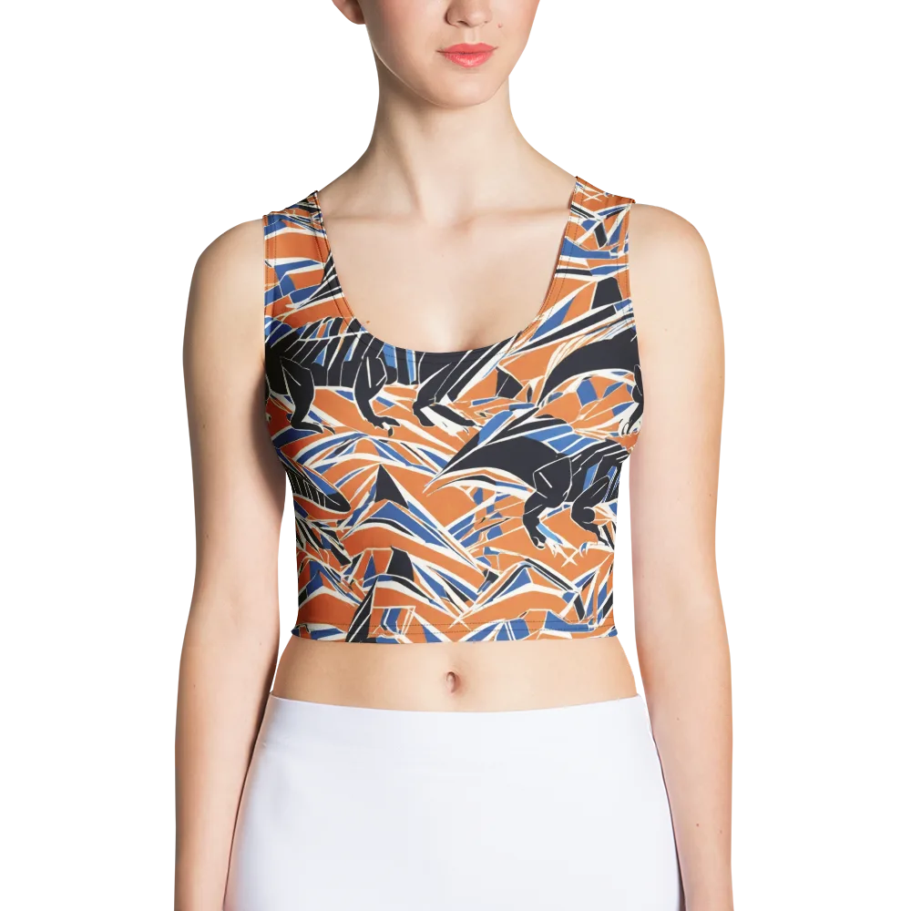 Cobalt Ember Flight on Crop Top — Front