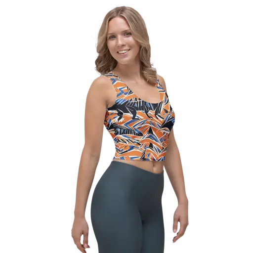 Cobalt Ember Flight on a Crop Top