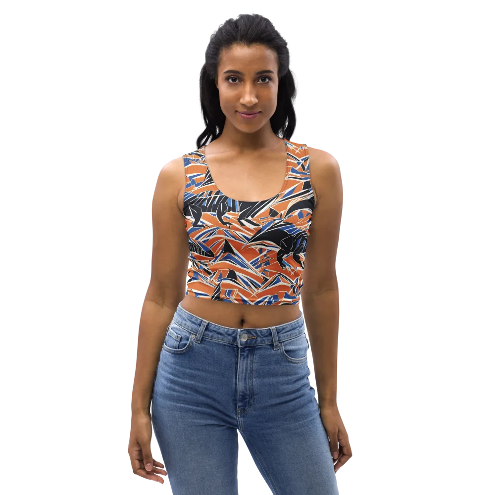 Cobalt Ember Flight on Crop Top — Front