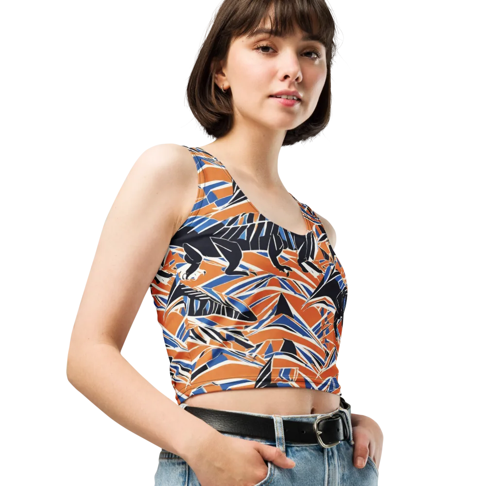 Cobalt Ember Flight on Crop Top — Right Front