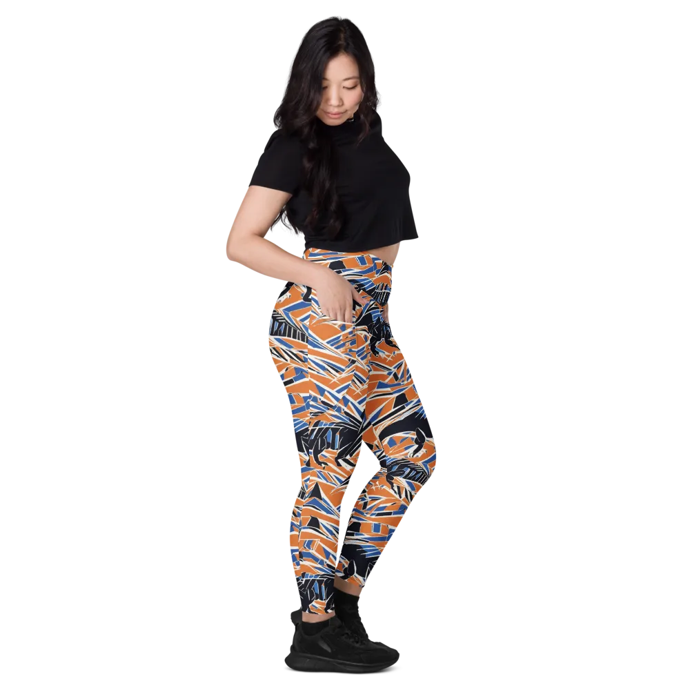 Cobalt Ember Flight on Leggings with Pockets — Right