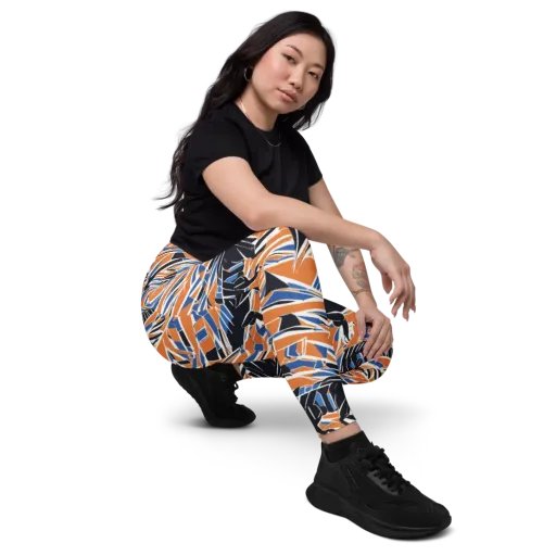 Cobalt Ember Flight on a Leggings with Pockets
