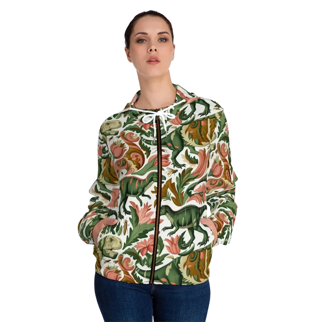 Jurassic Conservatory on Women's Full-Zip Hoodie — Front On Person