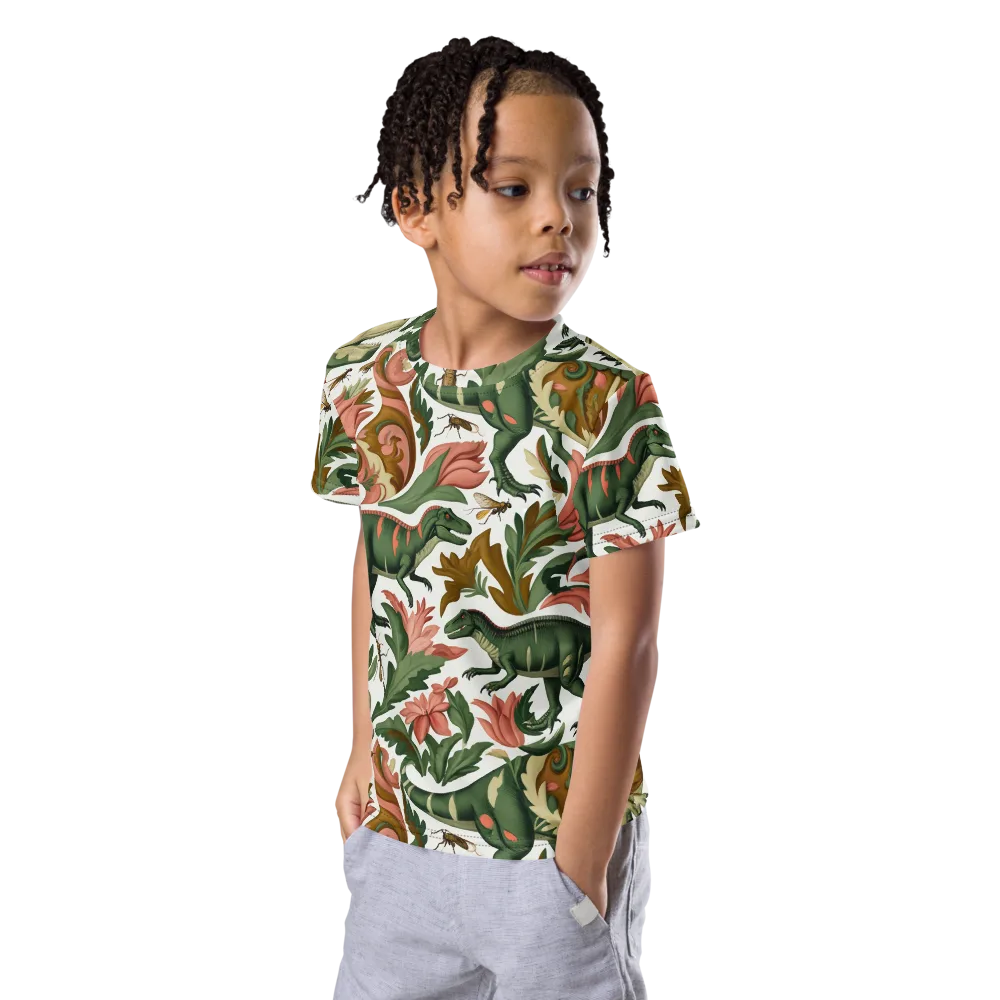 Jurassic Conservatory on Kids Crew Neck T-Shirt — Left Front