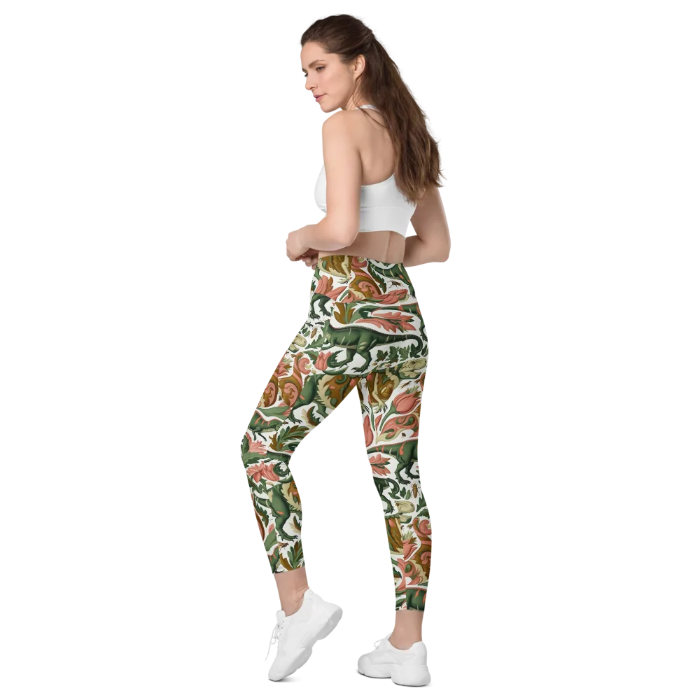 Jurassic Conservatory on Leggings with Pockets — Left Back