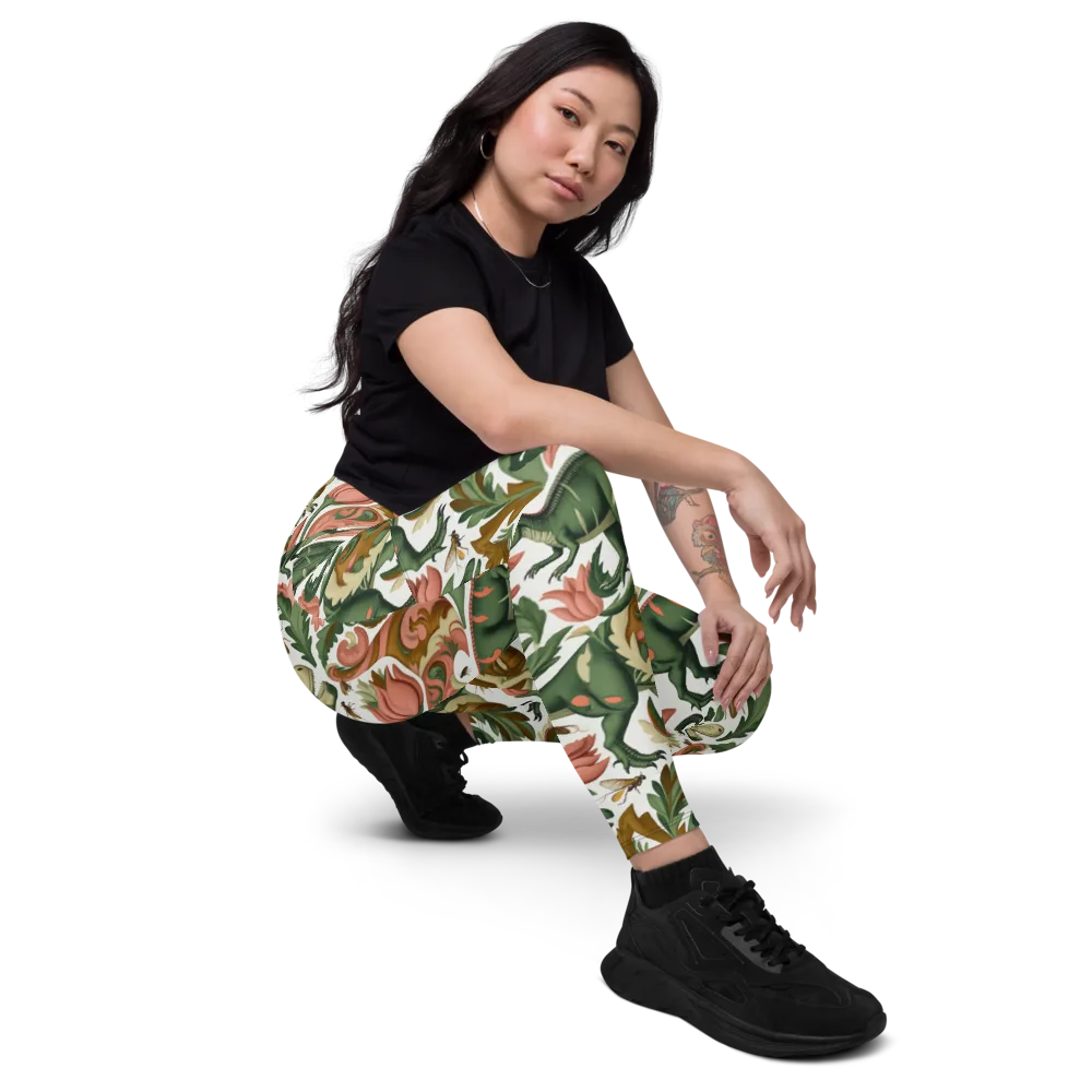 Jurassic Conservatory on Leggings with Pockets — Right Front