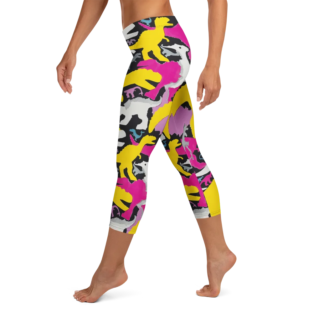 Cretaceous Candy on Capri Leggings — Left