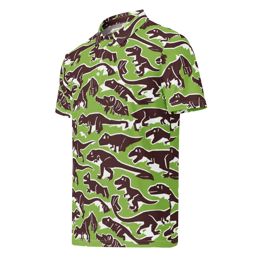Dino Parade on Men's Slim Fit Polo Shirt — Left Front