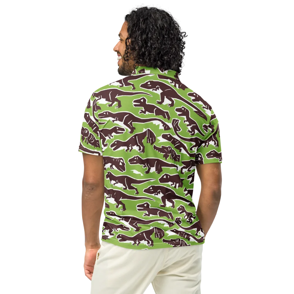 Dino Parade on Men's Slim Fit Polo Shirt — Back